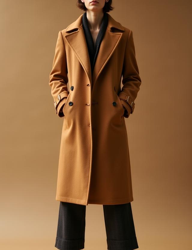 Cappotto in lana e cashmere color cammello