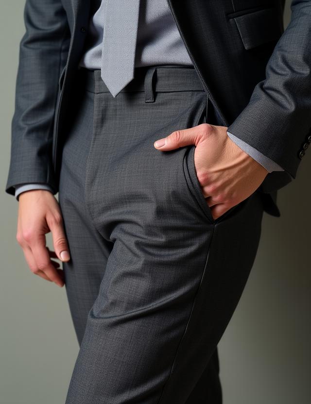 Pantaloni in flanella grigio fumo con piega sartoriale