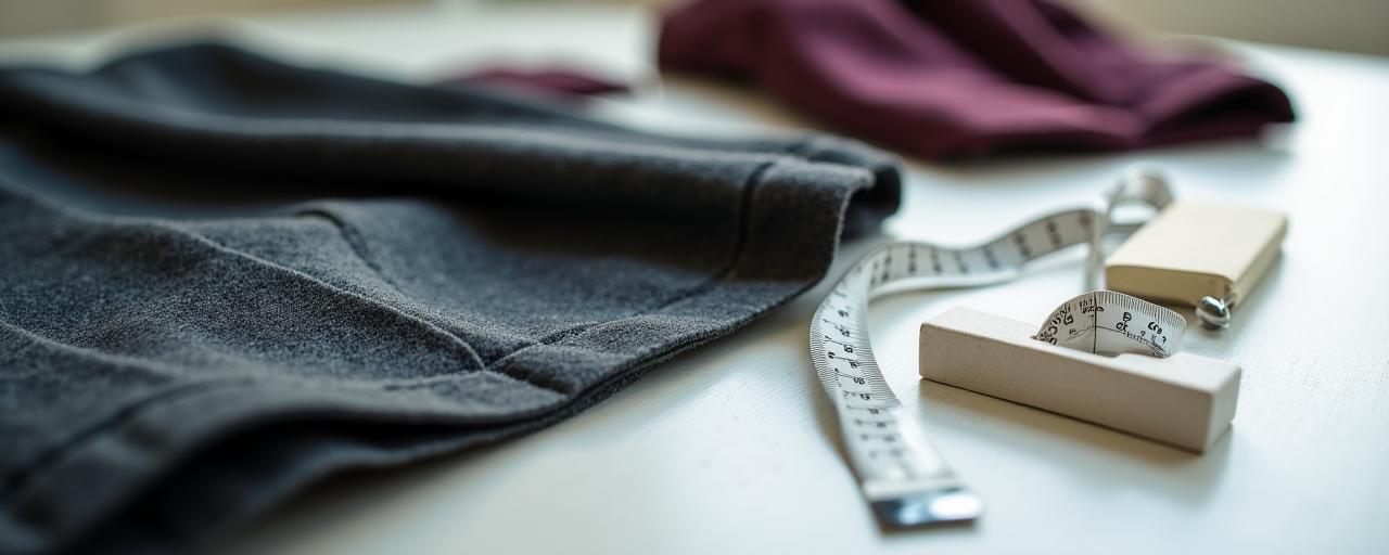Dettaglio di tessuti e strumenti da sartoria in un ambiente ordinato